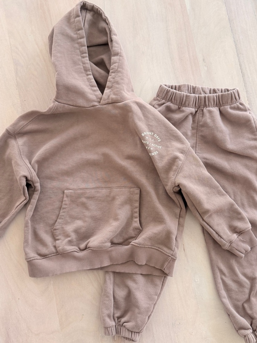 Zara Kids Taupe Sweat-Set: Sweatshirt and Sweatpants Joggers - As New